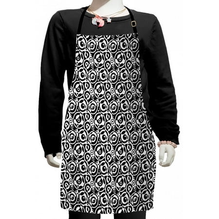 

Black and White Kids Apron Circular Pattern Monochrome Dots with Bullseye Design Abstract Modern Art Boys Girls Apron Bib with Adjustable Ties for Cooking Baking Painting Black White by Ambesonne