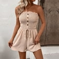 thumbnail image 2 of Summer Women's Romper Casual Solid Color Tube Top Jumpsuit Stylish Comfortable Outfit Fashion Wear, 2 of 2