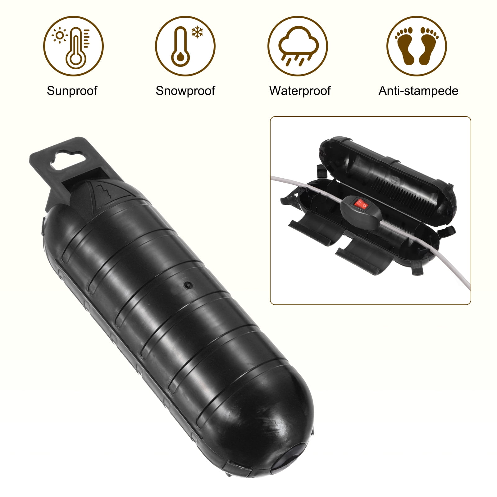 3pcs Extension Cord Cover IP44 Water-Resistant Electrical Connection Box, Black