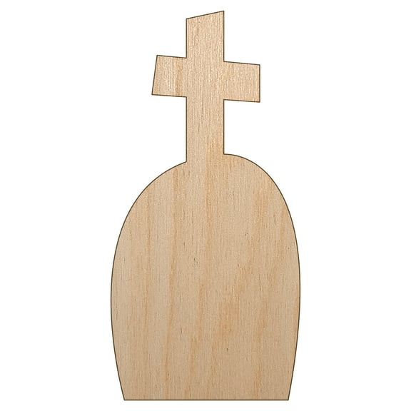 Tombstone Grave with Cross Halloween Wood Shape Unfinished Piece Cutout Craft DIY Projects - 4.70 Inch Size - 1/8 Inch Thick