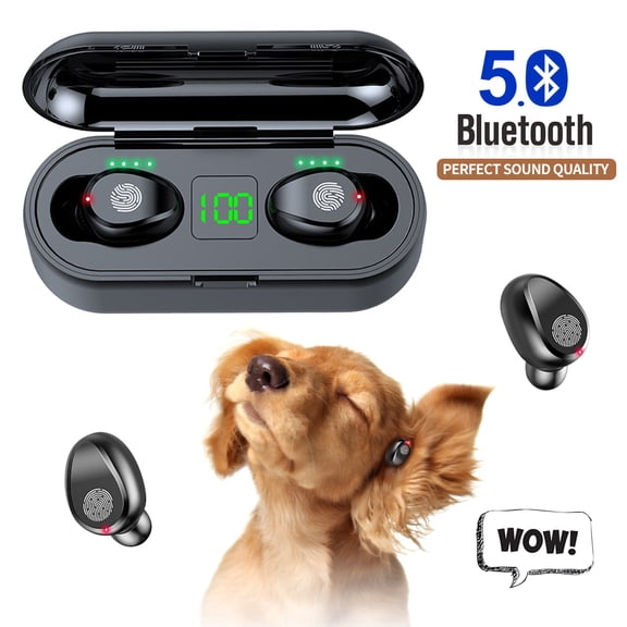 True Wireless Earbuds, in-Ear TWS Stereo Bluetooth 5.0 Earphones with Charging Case LED Battery Display 35 Hrs Playtime, Built-in Mic Deep Bass Headset IPX7 Waterproof for Workout Work
