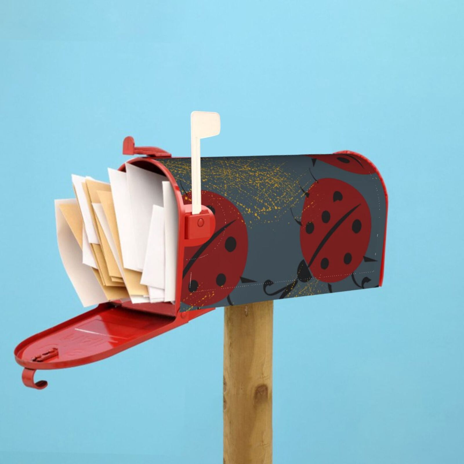 Logiee Ladybug Print Post Letter Box Wrap Decor, Mailbox Cover Suitable for Standard Mailbox and Large Size Mailbox,Outdoor Yard Decoration-21x18 in
