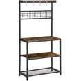 thumbnail image 1 of HOMCOM Industrial 4-Tier Baker's Rack with Storage Shelves, Microwave Stand with Wire Grid and Hanging Hooks, Kitchen Storage Organizer with Adjustable Feet, Rustic Brown, 1 of 10