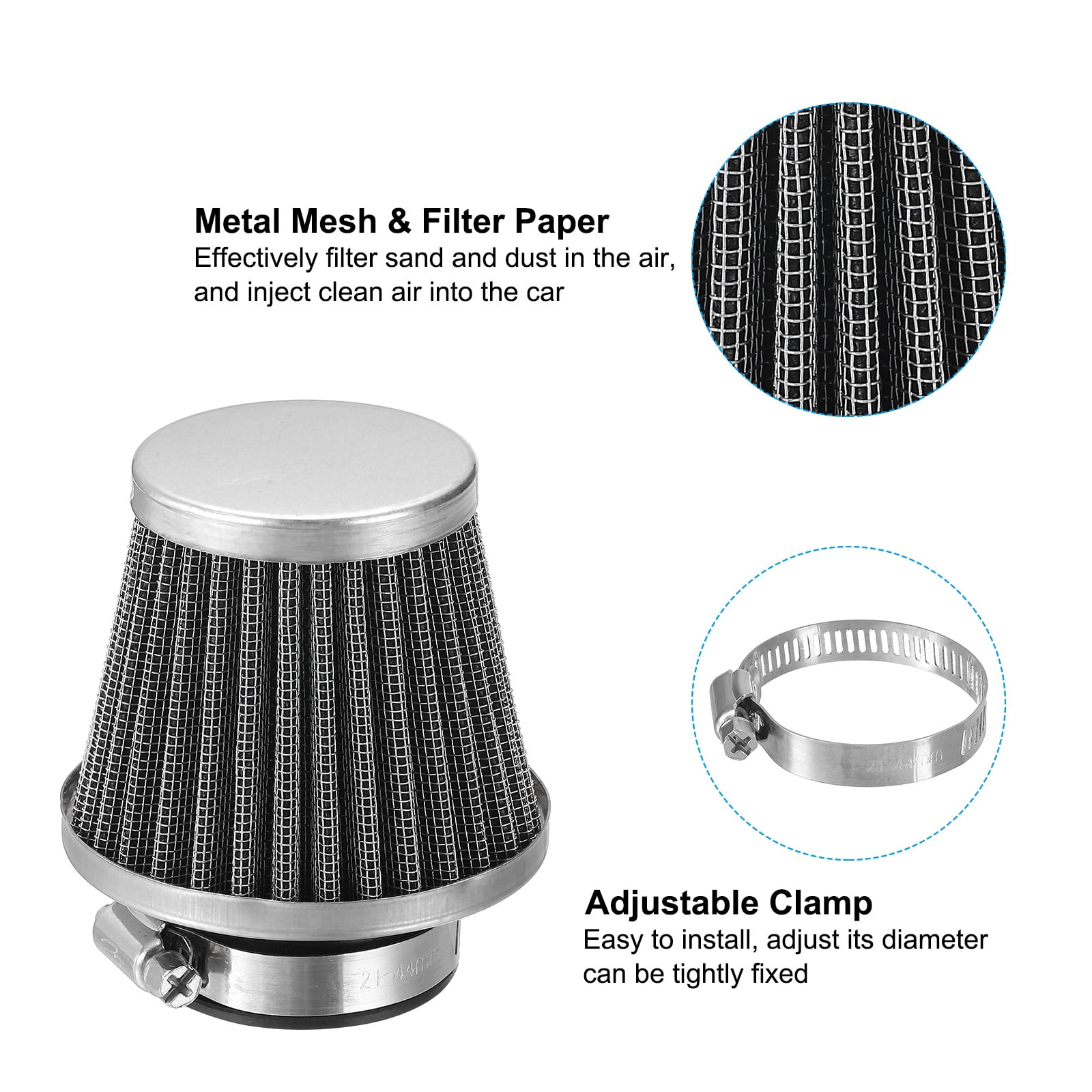 HMParts 2x Black 38mm Angle Air Filters For Dirt Bike Pocket Bike – Universal Carb Fit