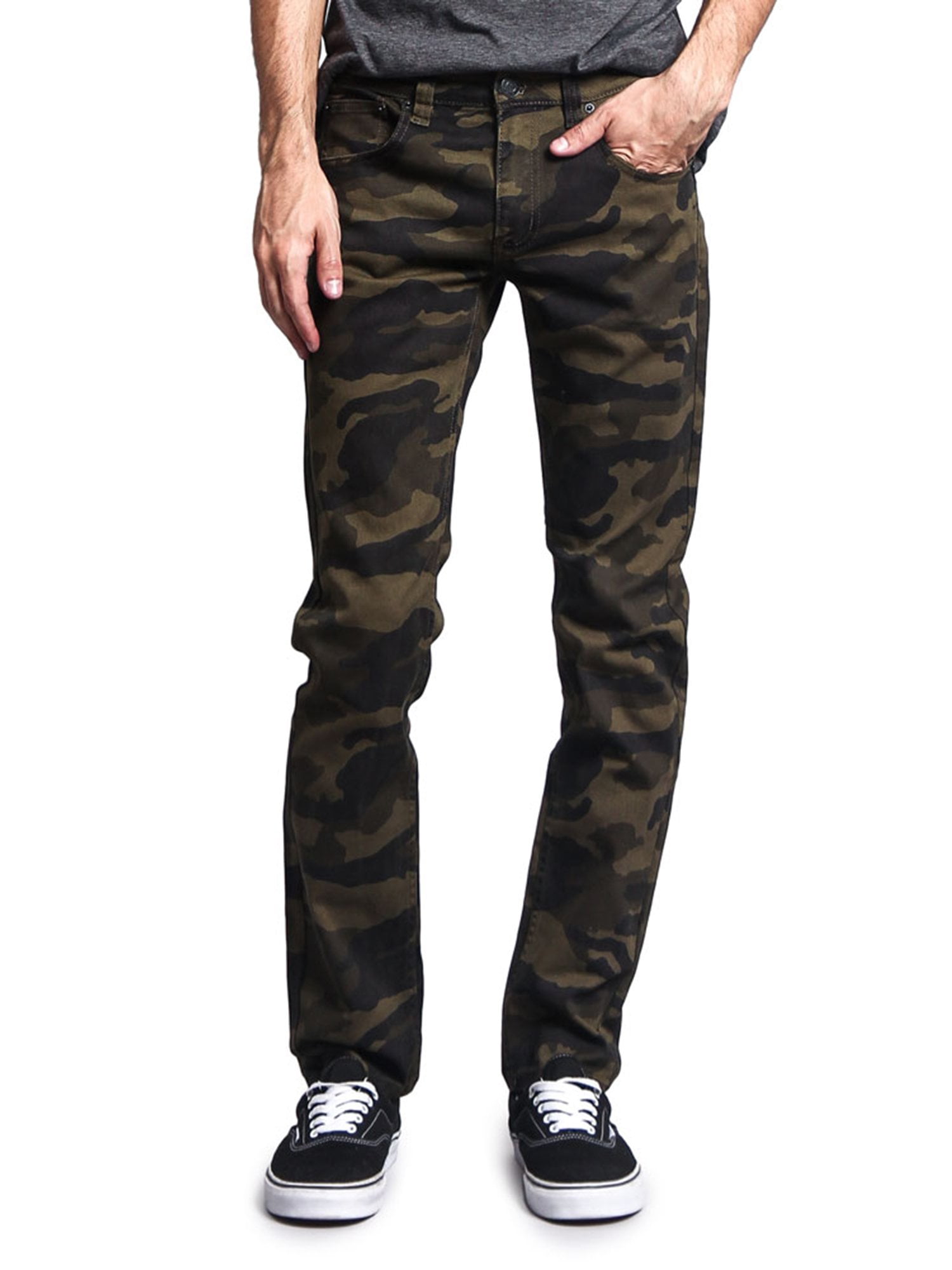 Victorious Mens Camouflage Skinny Fit Jeans AR169 - OLIVE/CAMO - - Walmart.com