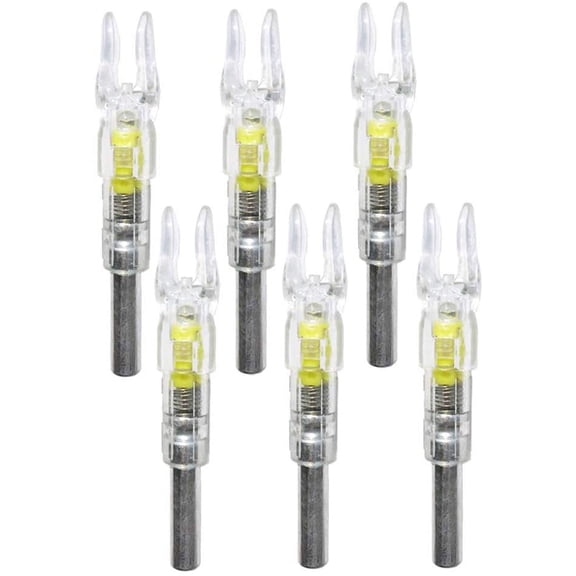 Cocobaby 6Pcs Automatic LED Lighted Nocks Shooting Archery Arrows 6.2mm Arrow Nock Tail-Yellow