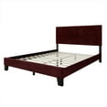 thumbnail image 6 of Castle Place Contemporary Corduroy Pleated Velvet Upholstered Queen Platform Bed, Red, 6 of 8