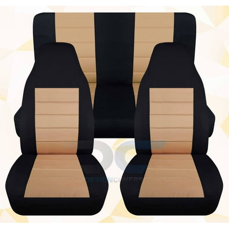 Fits 2003-2006 Jeep Wrangler LJ 2door Cotton Seat Covers:Black Tan- Full set