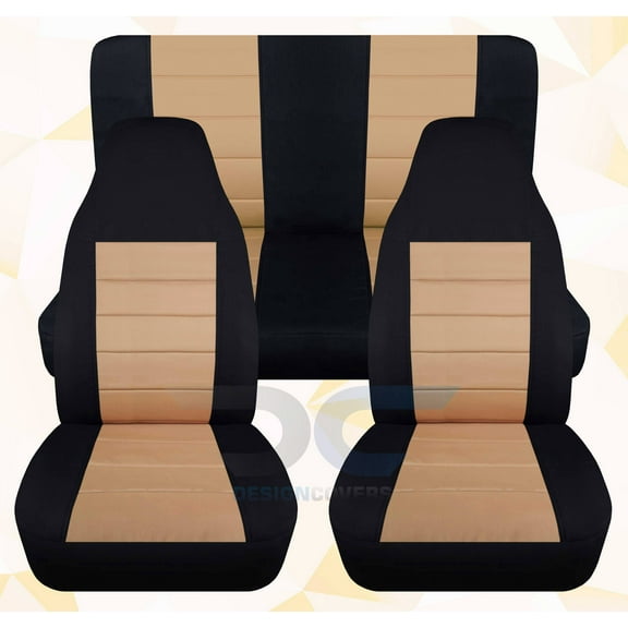Fits 2003-2006 Jeep Wrangler LJ 2door Cotton Seat Covers:Black Tan- Full set