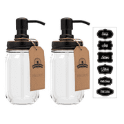 Jarmazing Products Mason Jar Soap Dispenser - Oil-Rubbed Bronze - With 16 Ounce Clear Mason Jar - Two Pack