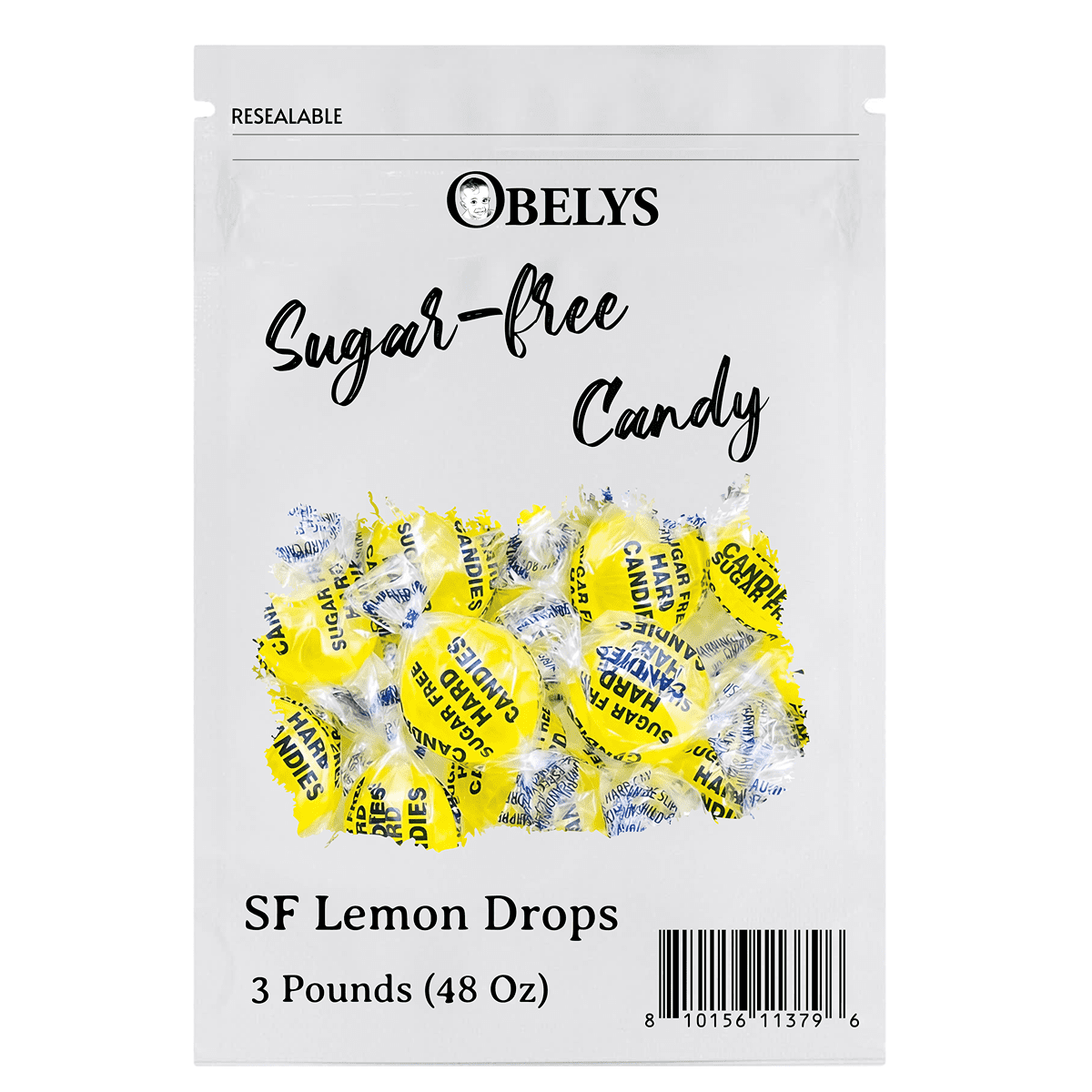 Sugar Free Lemon Drops Hard Candy | 3 Pounds (48 oz) | Individually Wrapped, Lemon Drops