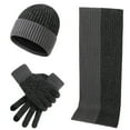 thumbnail image 1 of WEAIXIMIUNG Fingerless Gloves for Men Woolen Hat Set Matching Color Knitted Hat Thick Scarf Gloves Three Piece Set, 1 of 5
