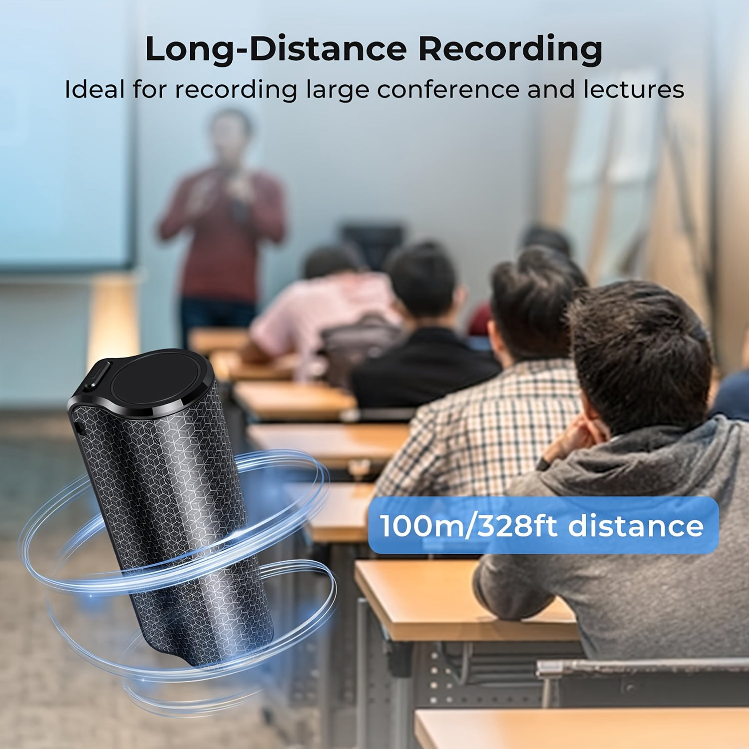 128G AI Noise Reduction Voice Recorder, 35 Days Continuous Recording, 3500mAh Battery, Voice Activated Audio Recorder for Meetings, Interviews, Lectures