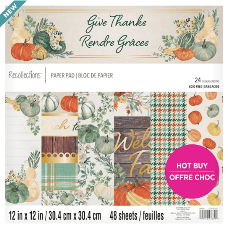 Recollections Fall Craft Supply Give Thanks 12 x 12 Scrapbook Paper