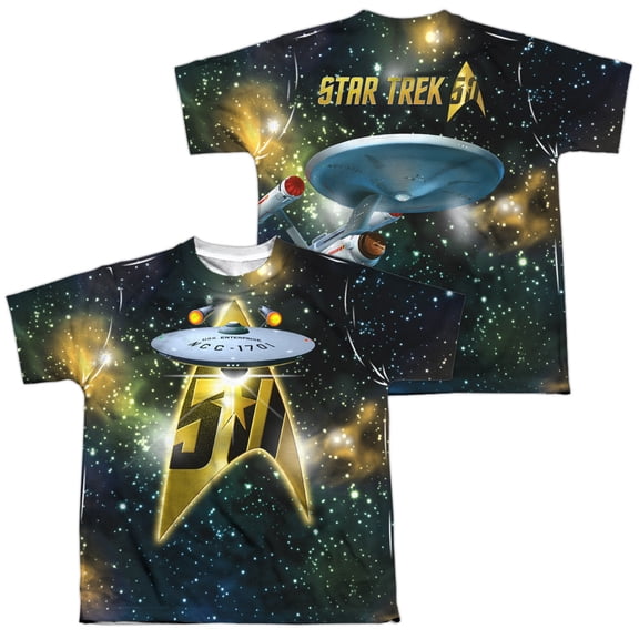 Star Trek - 50Th Ship (Front/Back Print) - Youth Short Sleeve Shirt - Large