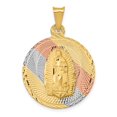 thumbnail image 1 of 14k & Rhodium Polished & D/C Lady of Guadalupe Circle Pendant in 14k Yellow Gold w/ Rhodium Plating, 1 of 3