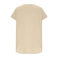 thumbnail image 5 of Women's Cotton Linen Shirts Short Sleeve Deep V Neck Button Down Casual Loose Fit Solid Color Basic Tees Beige, 5 of 8