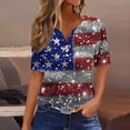 thumbnail image 2 of lcziwo American Flag Tshirt Women Short Sleeve V Enck Buttons Shirts Vintage Patriotic Graphic Print Shirts 4th of July Red White and Blue Tees Multicolor,XXL, 2 of 5