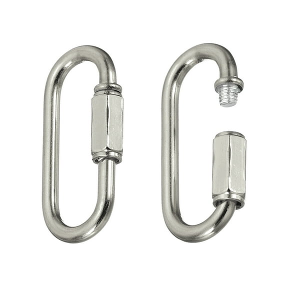 Chain Connectors, 6mm Thick Quick Link Screw Lock Oval Clips for Chandelier Pendant Lights, Silver Tone, Pack of 2