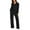 Black, variant on Womens Fashion Two Piece Suit - Padded V Neck Top & Trousers, Solid Color Casual Outfit for Autumn/Winter