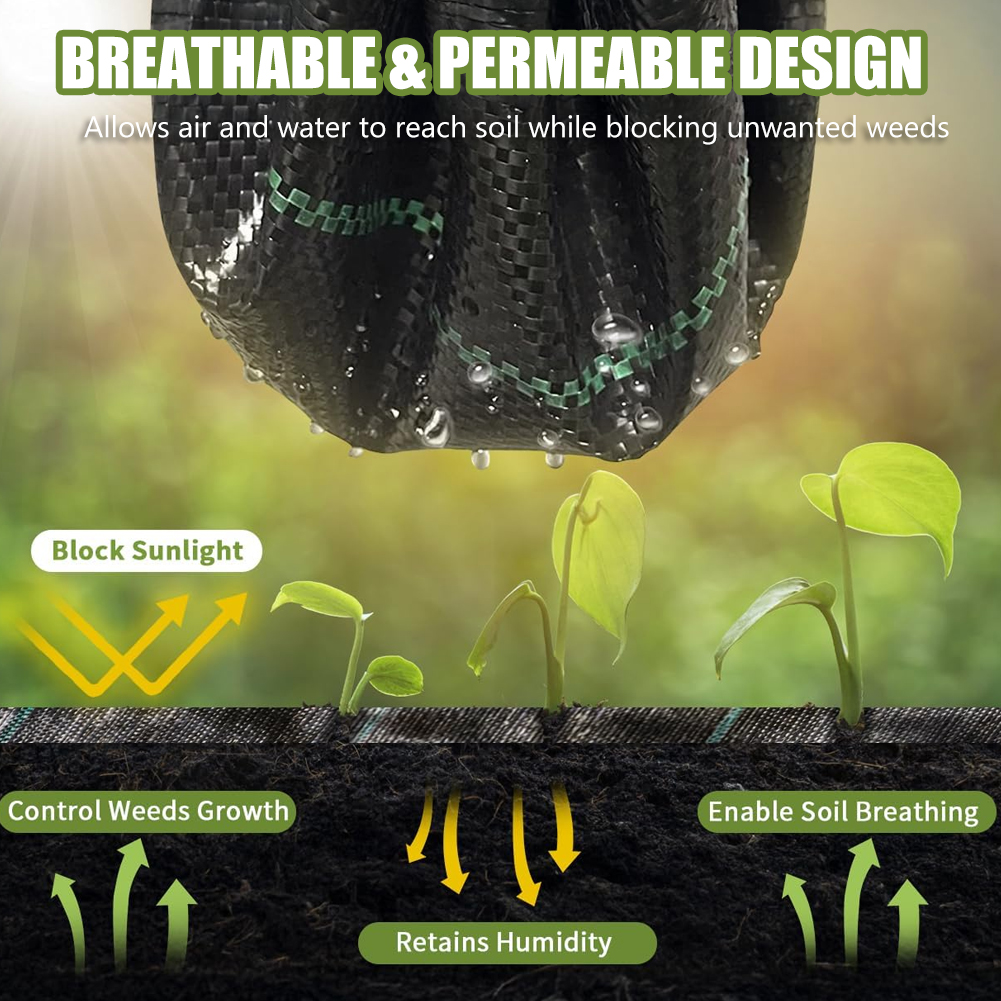 Fas Home Heavy Duty Weed Barrier Landscape Fabric 3x100FT for Outdoor Gardens, Woven Weed Blockr Fabric - Garden Landscaping Fabric Roll - Weed Control Fabric in Rolls