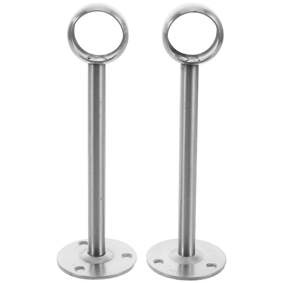 Masteelf 2pcs Stainless Steel Curtain Rod Holders Heavy Duty Ceiling Mount Brackets, Round Head For Hanging Curtains And Clothes Decor