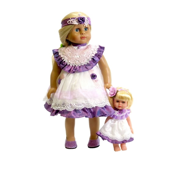 White and Purple Me and My Doll Dress For 18 Inch Dolls