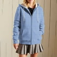 thumbnail image 6 of Lmnyox Striped Zip Up Hoodies for Women Long Sleeve Drawstring Sweatshirt Jacket Casual Hooded Jacket with Pocket, 6 of 7