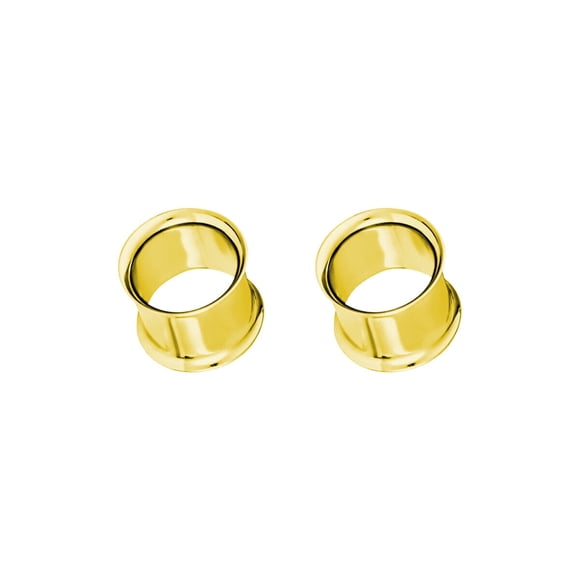 Luxe Modz Pair of Surgical Steel PVD Gold Double Flare Ear Tunnels Earlets Gauges Plugs