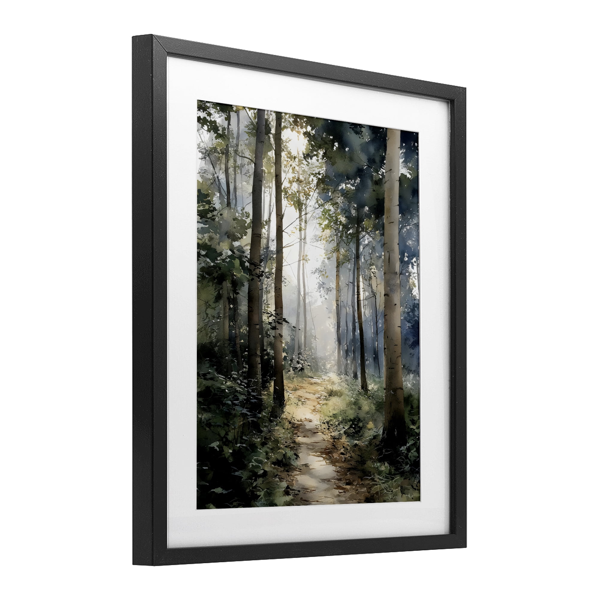 Stupell Industries Forest Path in Morning Black Framed Print Under Glass, design by Franklyn Gregory