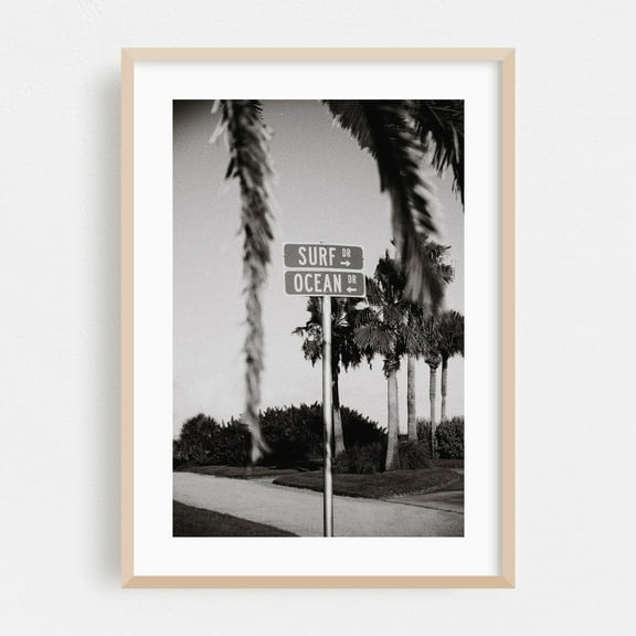 Surf Drive   Ocean Drive - St. Augustine Florida Photography Oak Framed Wall Art Print 12 x 18 inches