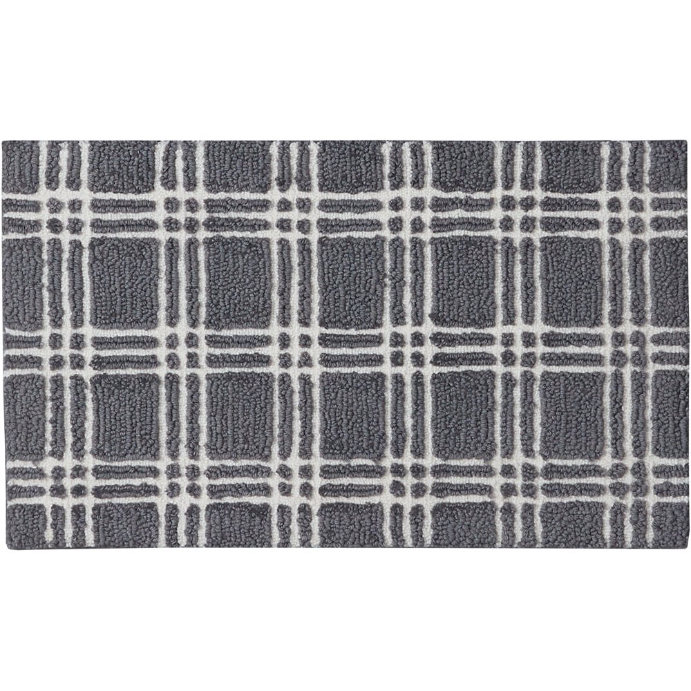 Better Homes & Gardens Gray Rudyard Plaid Hand Hooked Memory Foam