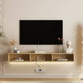 thumbnail image 2 of Floating TV Stand Wall Mounted with 16 Color LEDs,69" Modern TV Stand, Floating TV Cabinet Entertainment Center for 55 60 65 Inch TV,Black, 2 of 8