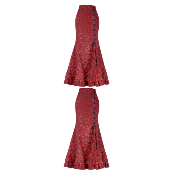 Jumpingount Elegante Larga Para Bodas O Lugares De Entretenimiento La Mujer De La Morada Larga Negra Larga Blanca Roja XXXL 1 rojo XXXL, 1 2Conjunto