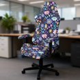 thumbnail image 5 of Whosucclay Purple Hippie Flower Print Gaming Chair Cover, Stretchable Elastic Computer Desk Chair Cover with Armrest Covers, 4Pcs Soft Non Fading Office Chairs Covers Slipcovers, 5 of 8