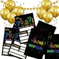 thumbnail image 4 of 20Pcs/Pack Eye Catching Birthday Invites Handmade Neons Designs Invitation Cards For Memorable Parties, 4 of 8