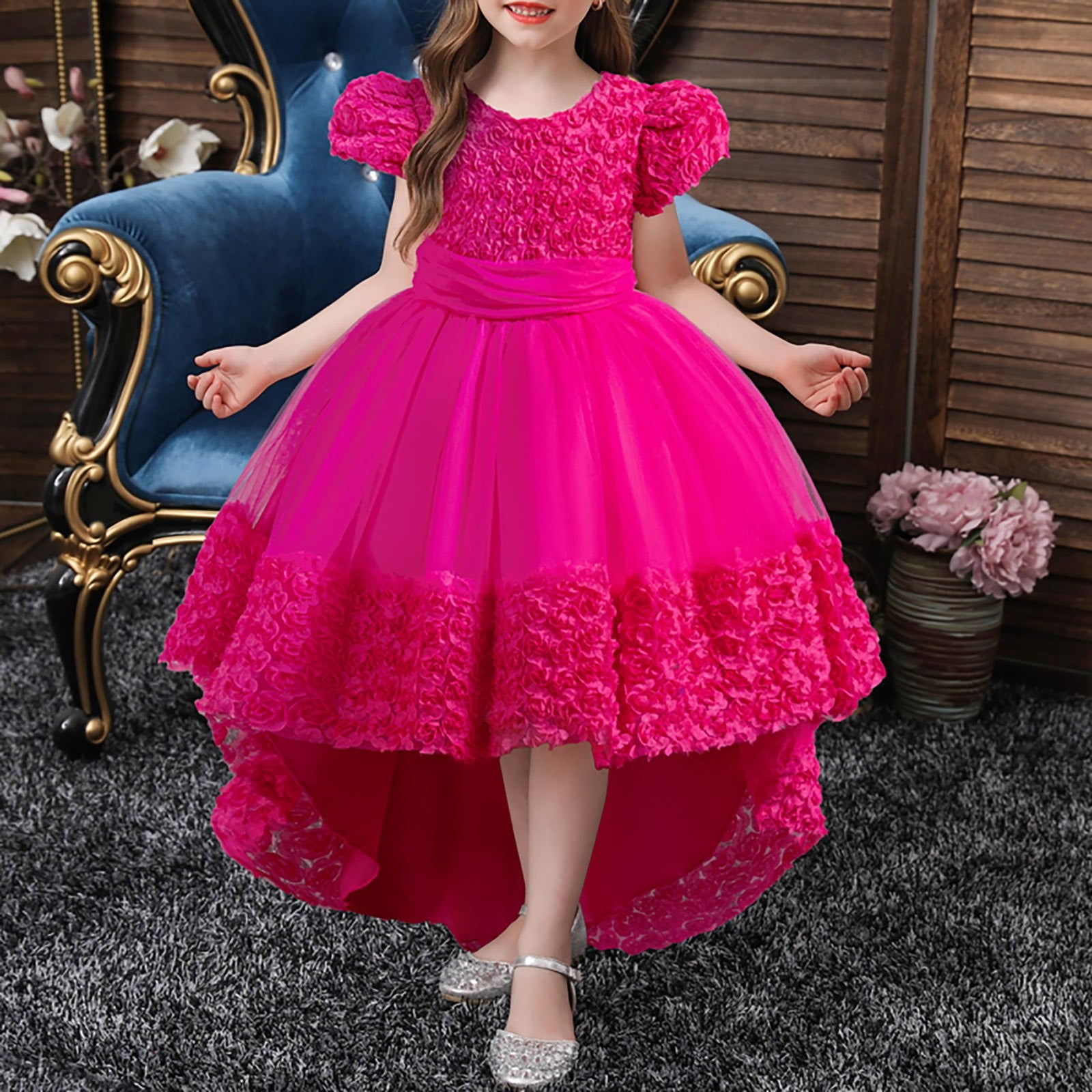 Icvfdpl Robes pour Filles Enfants Dentelle Mariage Fête Formelle