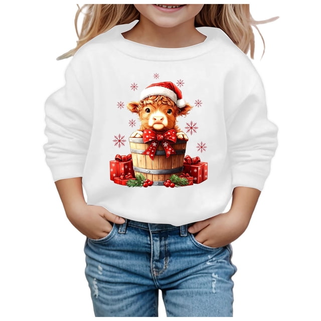 Chandail en Molleton à Manches Longues pour Filles, Graphique, Mignon, Col Rond, Pull-Over, Vêtements pour Filles