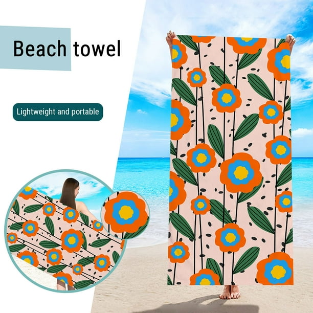 Toalla de playa grande de microfibra | 70 x 140 cm, secado rápido y resistente a la arena | Manta de viaje multiusos para piscina, camping y pícnic | Toalla de baño absorbente para adultos y niños