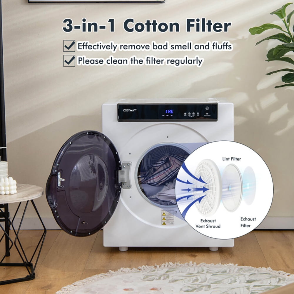 Spaco 2.6 Cu.ft Compact Clothes Dryer with Touch Panel and 2 Modes, Portable Dryer For Apartments, Home, Dorm