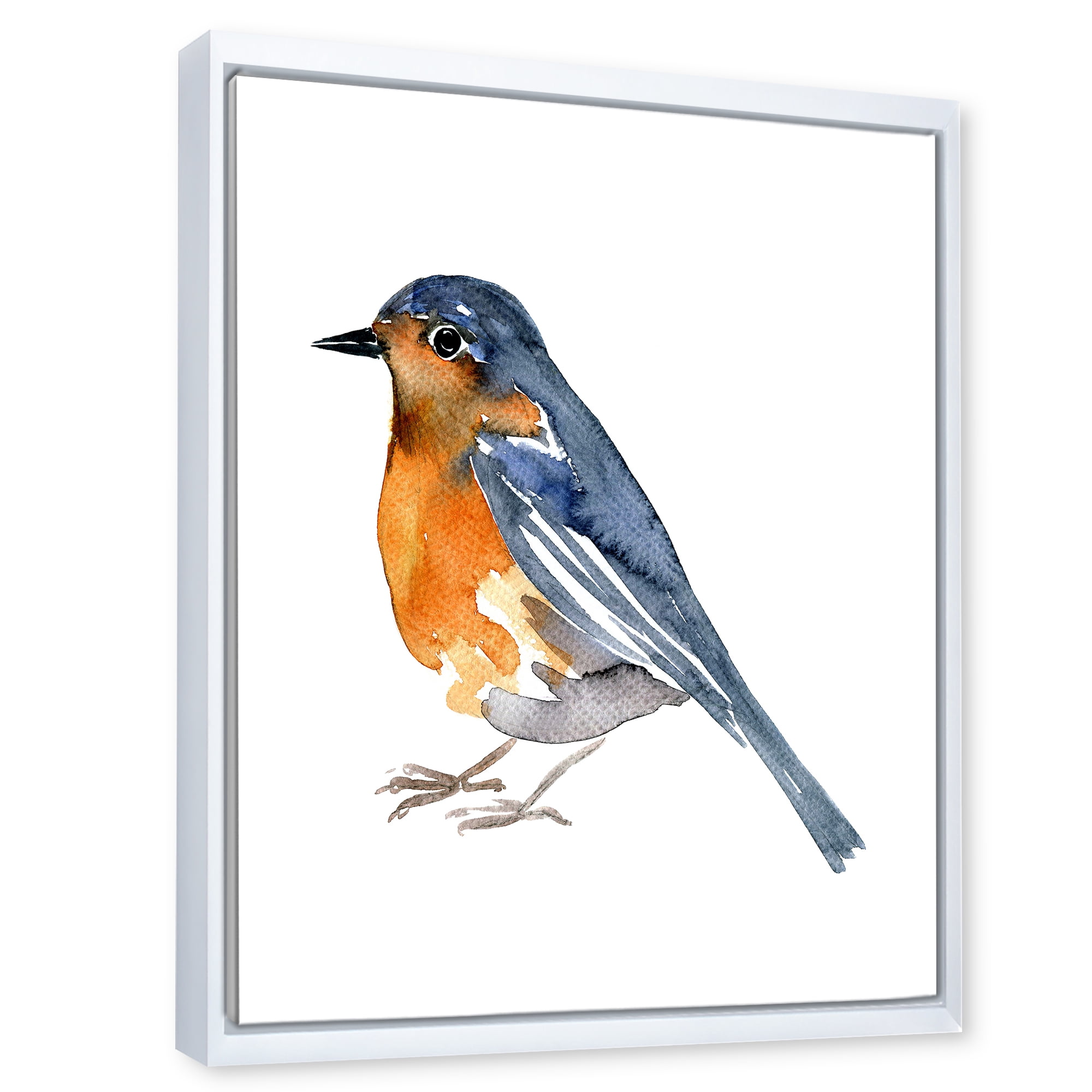 Designart 'Ancient Orange Bird' Traditional Framed Canvas Wall Art Print
