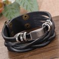 thumbnail image 4 of Ayyufe Men's Vintage Multilayer Braided Leather Bangle Cuff Bracelet Wristband, 4 of 7