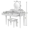 thumbnail image 7 of MODERNLUXE Vanity Desk with Round Mirror,Makeup Vanity Desk with 4 Drawers, Height-Adjustable and Stool, Small Vanity Table for Bedroom,Champagne, 7 of 7