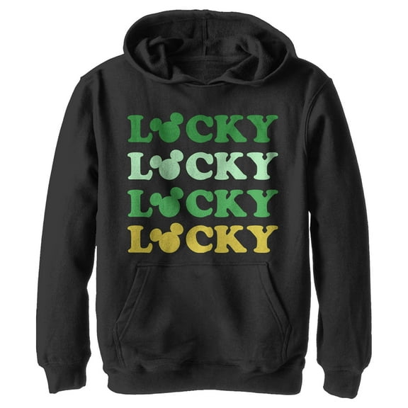 Boy's Mickey & Friends Mickey and Friends Lucky Stack  Pull Over Hoodie Black X Large