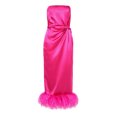 thumbnail image 3 of Txlixc, vestido largo de Color liso para mujer, vestido sin tirantes con dobladillo con adorno de felpa, vestido con abertura en la espalda, vestido doche con espalda descubierta en el pecho Txlixc  Estilo de ocio, 3 of 5