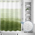 thumbnail image 4 of No Hook Shower Curtain with Built-in Rings - Sage Green White Brush Stroke Textured Washable Waterproof Fabric Bathroom Curtains for Hotel,Rentals, 72 X 84 Inch Extra Long , Abstract Modern, 4 of 9