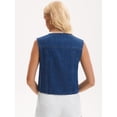 thumbnail image 4 of DARING DIVA Women's V Neck Button Up Sleeveless Cropped Denim Vest M Dark Blue, 4 of 7