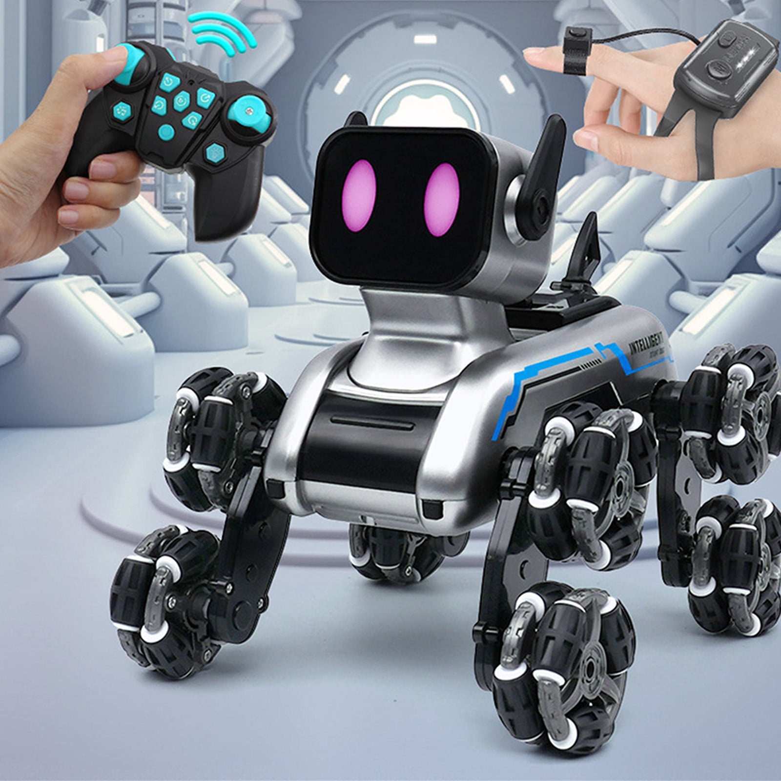 YOHAVEN Gesture Sensing Stunt Robot Dog Car, Remote Control Stunt Car with 360° Spins LED Lights Music for Party Indoor Outdoor Play Decor