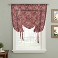 thumbnail image 2 of Red Boho Tie Up Curtains for Windows, Adjustable Balloon Window Shades, Vintage Ethnic Tribe Abstract Art Floral Kitchen Window Treatments Farmhouse Short Curtains with Rod Pocket 42"x45", 2 of 8