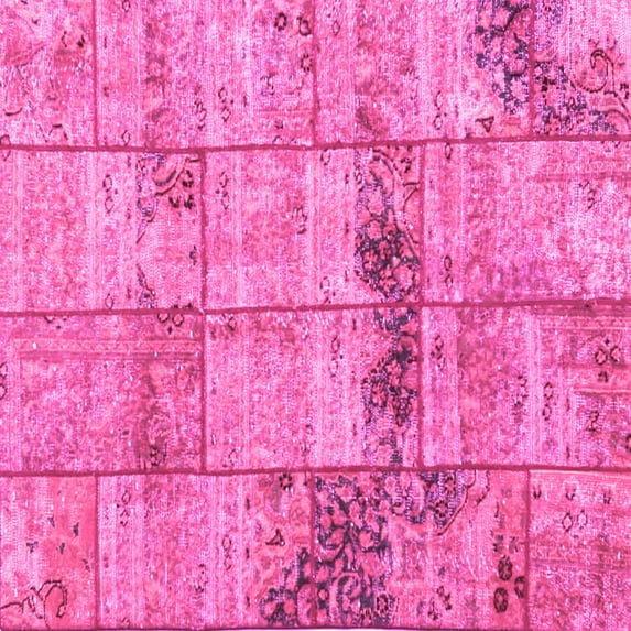 Ahgly Company Indoor Square Patchwork Pink Transitional Area Rugs, 6' Square